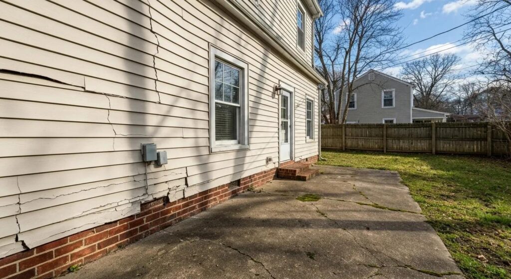 Richmond VA home with visible foundation cracks and uneven surfaces