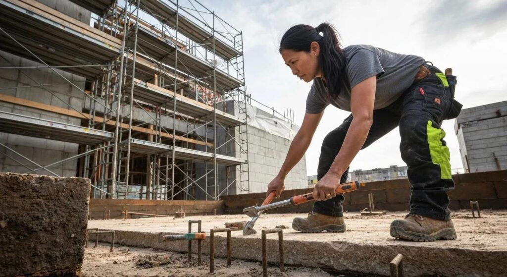 Expert examining foundation with specialized tools in Richmond, VA