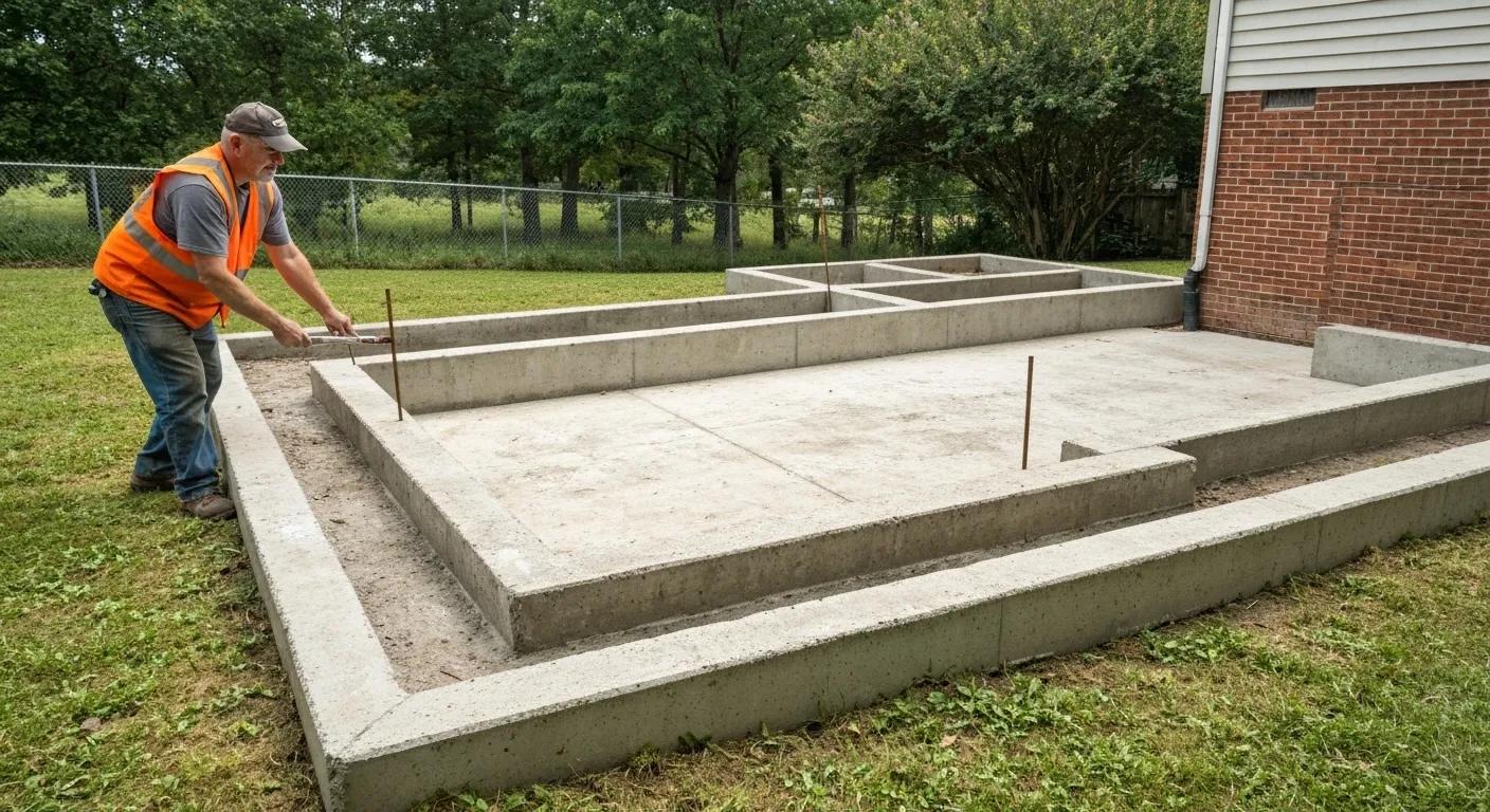 Professional demonstrating visual foundation inspection techniques on a Richmond home