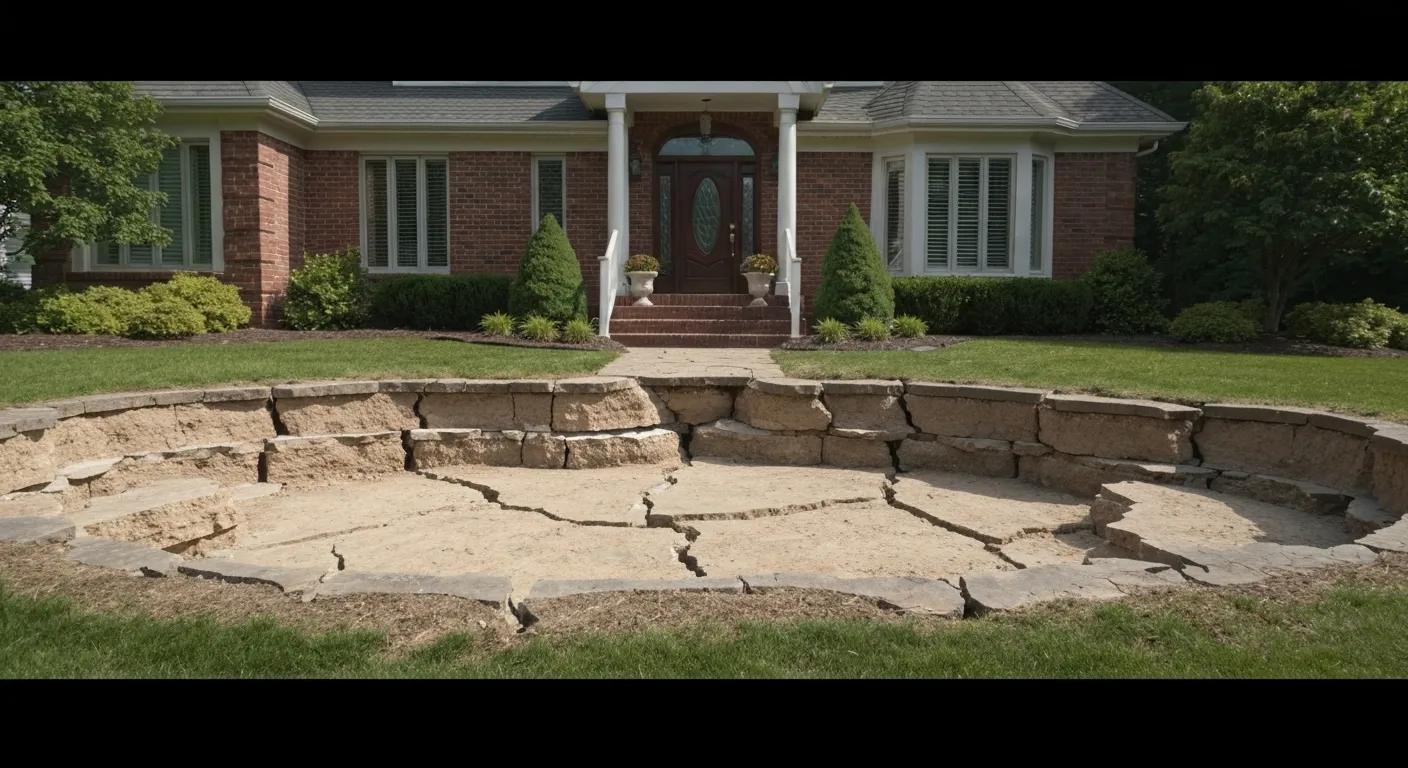 Outside of a Richmond home showing key signs of foundation damage with visible cracks